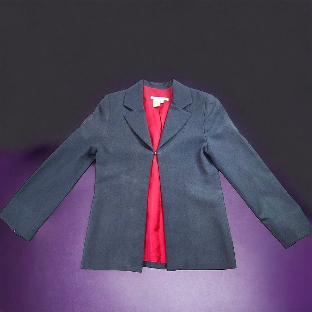 Perry Ellis womens gray single closure suit jacket (Small)